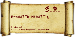 Bredák Mihály névjegykártya